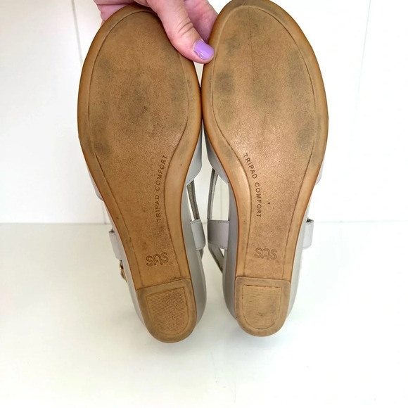 SAS Caress Cross Strap Wedge Sandal in Bone Size 9.5 - Picture 12 of 12